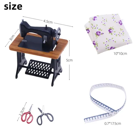 Dollhouse Miniature Vintage Treadle Sewing Machine Model BJD Miniature Life Scene Prop Simulation Retro Furniture Toy