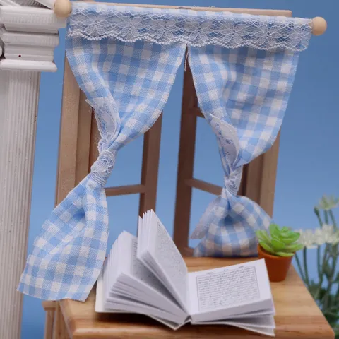 Dollhouse Miniature Window Curtain Pendant Lace Trim Fabric Model Scene Photography Props Mini Home Decor Accessories