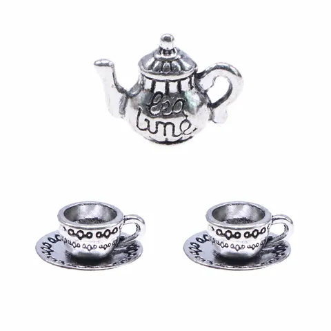 Miniature Metal Dollhouse Teapot Tea Cup Set Vintage Simulation Coffee Cup Model Kitchen Accessories Toys