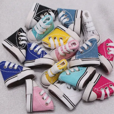 Scarpe in Tela Miniature Casa delle Bambole Sneaker High Top Accessori Giocattolo per Bambola BJD
