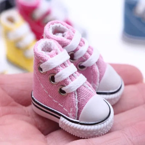 Scarpe in Tela Miniature Casa delle Bambole Sneaker High Top Accessori Giocattolo per Bambola BJD