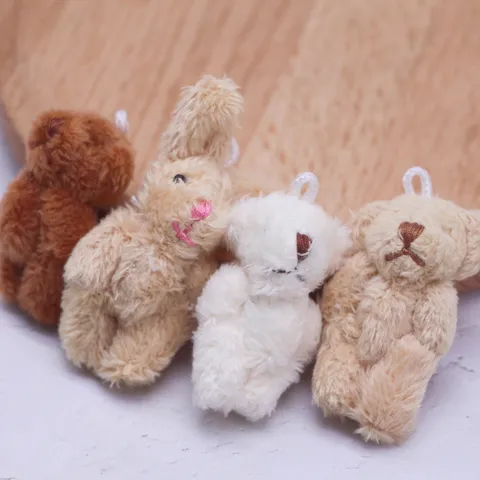 Mini Plush Bear Rabbit Miniature Dollhouse Decoration Figurine Cute Fluffy Animal Toy Micro Scene Prop