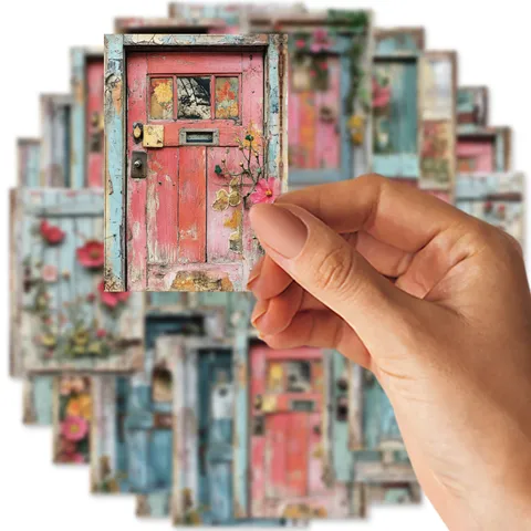 Vintage Floral Wooden Door Material Paper Set Decorative Scrapbook Journaling Paper DIY Art Craft Stationery Supplies