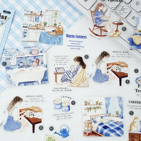 Ins Style Life Home Girl PET Stickers Cute Aesthetic Scrapbook Decorative Stationery Journal DIY Collage Decals