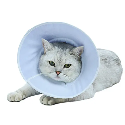 Soft Cotton Stripe Pet Recovery Collar Breathable Adjustable Elizabethan Cone For Cats Anti Licking Wound Healing Protector