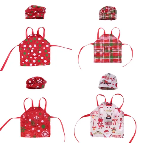 Natale Miniatura Bambola Grembiule E Cappello Da Cuoco Set OB11 Elfo Bambola Vestito Festivo Cucina Costume Festa Bambini Giocattolo