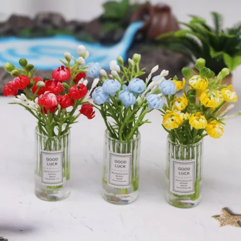 Dollhouse Miniature Simulation Flower Vase Potted Plant Micro Landscape Desktop Home Decoration Accessories