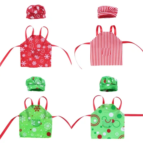 Natale Miniatura Bambola Grembiule E Cappello Da Cuoco Set OB11 Elfo Bambola Vestito Festivo Cucina Costume Festa Bambini Giocattolo