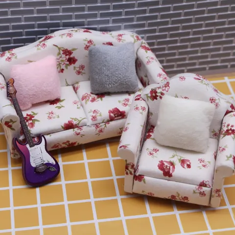 Coussin Décoratif en Peluche Miniature pour Maison de Poupée Mignon Doux Mini Oreiller Modèle Décoration de Scène de Chambre Accessoires de Photographie