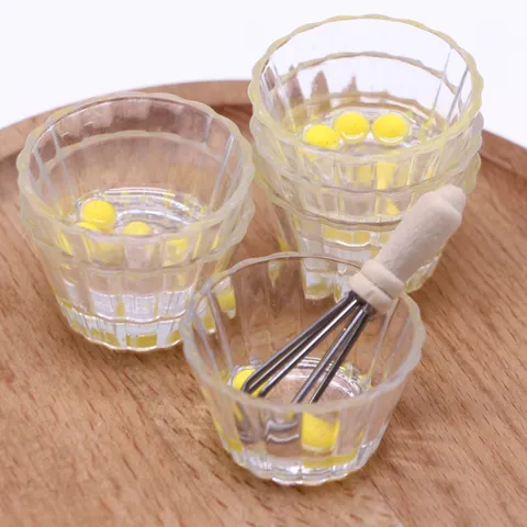 Dollhouse Miniature Kitchen Scene Simulation Egg Bowl Mini Egg Beater Prop Model Toy Doll Accessories Set