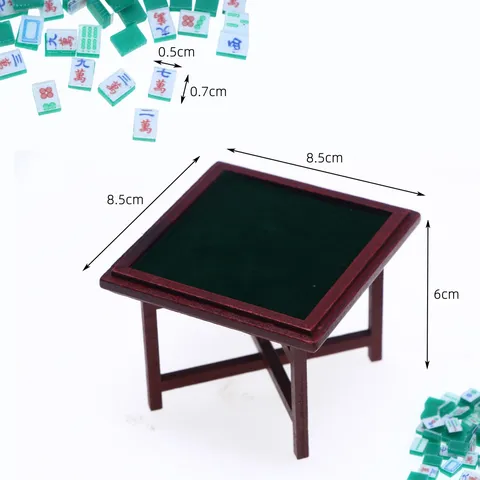 Dollhouse Miniature Mahjong Table And Chairs Model Micro Board Game Prop Doll House Furniture Accessories