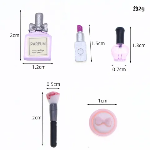 Puppenhaus Miniatur Make-up Set Mini Parfüm Lippenstift Puder Pinsel Puppenhaus Szenen Requisiten BJD Mikro Modell Spielzeug