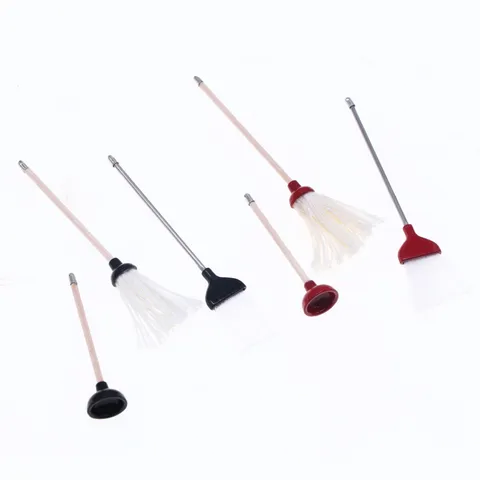 Poppenhuis Miniatuur Schoonmaakgereedschap Set Bezem Mop Toiletontstopper Simulatie Badkamer Scene Accessoires Model Speelgoed