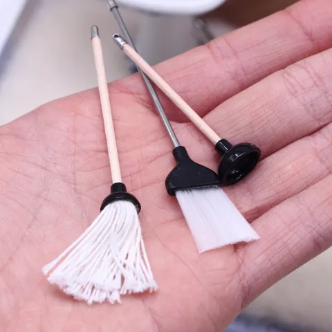 Poppenhuis Miniatuur Schoonmaakgereedschap Set Bezem Mop Toiletontstopper Simulatie Badkamer Scene Accessoires Model Speelgoed