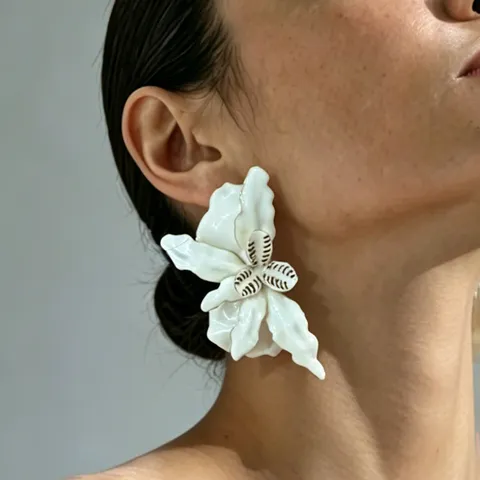 Boucles d'Oreilles Pendantes Fleur en Émail Exagéré Bohème Rétro pour Femmes Bijoux d'Oreilles Floraux en Alliage de Fer