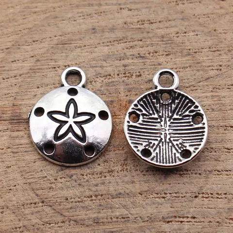 Retro Zinklegierung Sanddollar Anhänger Für Schmuckherstellung DIY Zubehör Weiß K Geschwärzte Seestern Ozean Thema Anhänger Schmuckbedarf