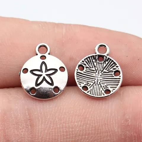 Retro Zinklegierung Sanddollar Anhänger Für Schmuckherstellung DIY Zubehör Weiß K Geschwärzte Seestern Ozean Thema Anhänger Schmuckbedarf