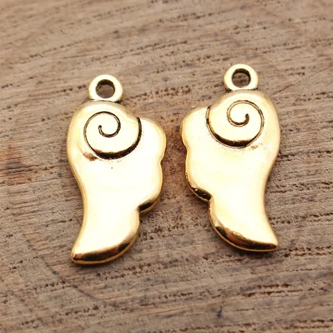 Vintage Zinc Alloy Angel Wing Charms Pendants Antique Gold Silver Spiral Wing Jewelry Making Findings DIY Crafts For Necklace Earrings