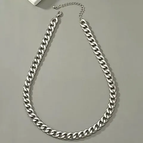 Collier Gourmette en Métal Tendance Pour Hommes Femmes Chaîne Ras du Cou Polie Minimaliste Bijoux Déclaration Quotidienne Cadeau Sans Pendentif