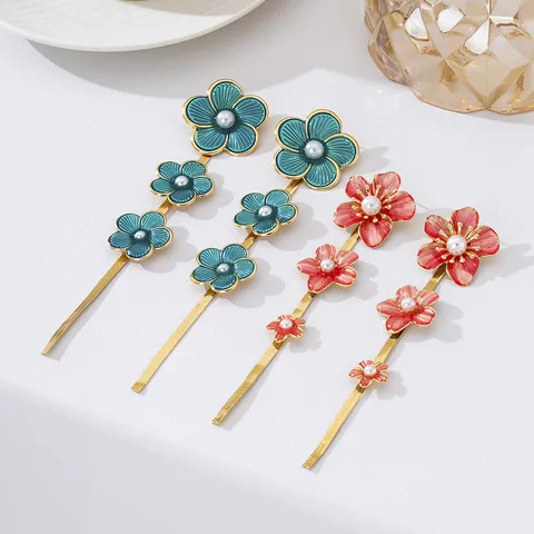 Boucles d'Oreilles Gland Fleur en Émail Pastoral Tige en Acier Inoxydable Perle Artificielle Pendantes pour Femmes