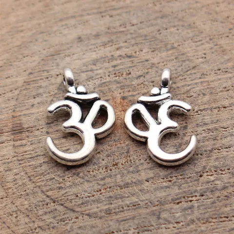 Antik Silber Om Yoga Symbol Anhänger Retro Zinklegierung Charms Für DIY Schmuck Herstellung Halsketten Armbänder Zubehör