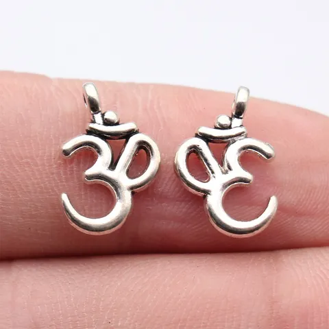 Antik Silber Om Yoga Symbol Anhänger Retro Zinklegierung Charms Für DIY Schmuck Herstellung Halsketten Armbänder Zubehör