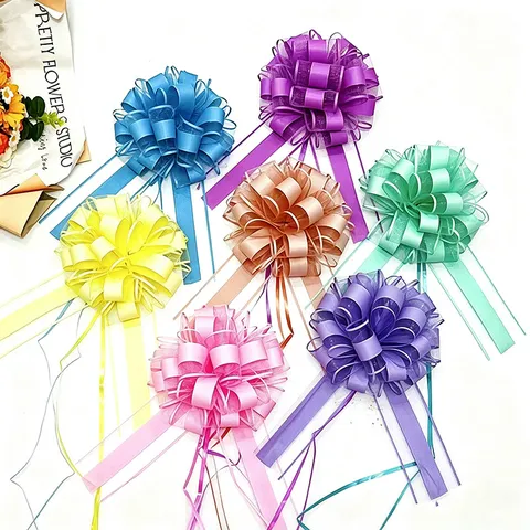 Elegante Macaron Plastica Fiocco a Tirare Grande Tridimensionale Nastro per Regalo Fiocco per Natale Matrimonio Festa Scatola Decorazione