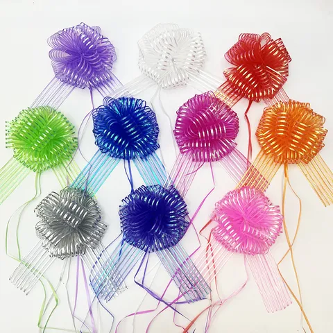 Metallic Striped Iridescent Pull Bow Ribbon Flower For Christmas Gift Wrapping Wedding Venue Layout Festive Event Decor