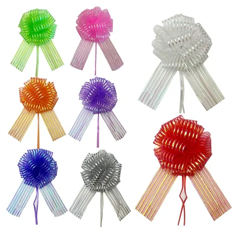 Metallic Striped Iridescent Pull Bow Ribbon Flower For Christmas Gift Wrapping Wedding Venue Layout Festive Event Decor