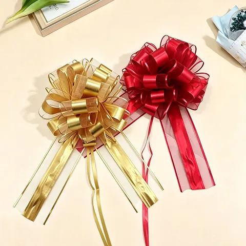 Large Christmas Pull Bows Matte Metallic 3D Ball Flower For Gift Wrapping Decoration Wedding Party Festive Supplies