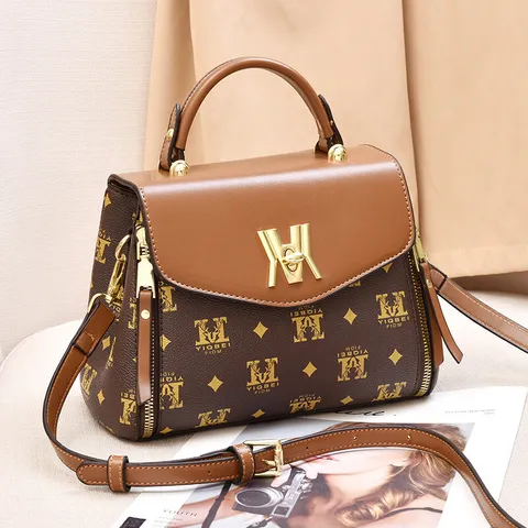 Borsa a Tracolla da Donna in Pelle PU Stampata alla Moda Borsa a Mano con Stampa Classica con Chiusura in Metallo Borsa a Tracolla Casual