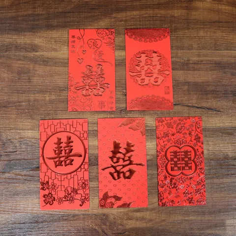 Traditional Chinese Wedding Red Envelopes Gold Stamping Double Xi Pearl Paper Lucky Money Envelopes Boxed Celebration Gift