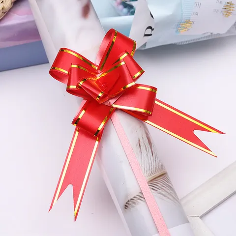 Gold Edge Ribbon Pull Flower Bow For Gift Wrapping Wedding Party Festival Decoration Multi Color DIY Floral Ribbon Bow