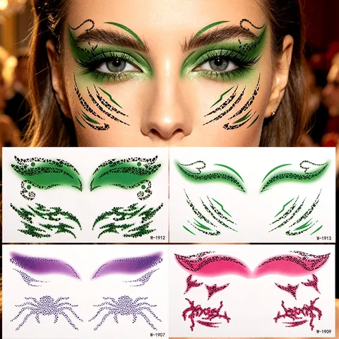Tatuajes Temporales Faciales de Leopardo para Halloween Pegatinas Impermeables de Maquillage Corporal para Accesorios de Cosplay de Fiesta