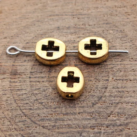 Hohlkreuz Oval Flache Perlen Zinklegierung Galvanisiert Retro DIY Schmuckzubehör Religiöse Anhänger Für Halskette Armband Herstellung