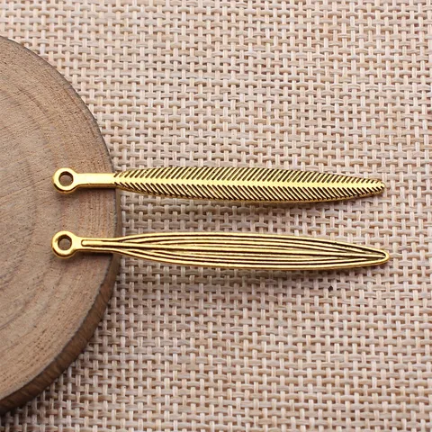 Vintage Zinklegierung Feder Charms Für Schmuckherstellung DIY Halskette Ohrringe Antik Gold Silber Bronze Feder Anhänger Zubehör