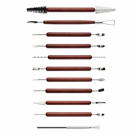 Wooden Handle Pottery Clay Sculpting Tools Set DIY Handcraft Modeling Carving Cutters Art Supplies