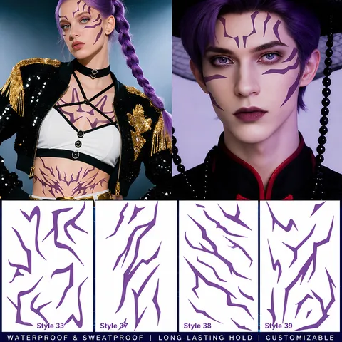 Pegatina de Tatuaje Temporal Láser Holográfico Arte Corporal Impermeable Falso Tatuaje para Mujeres Hombres Fiesta Cosplay