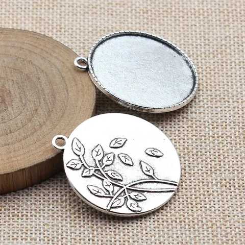 Vintage Zinklegierung Rund Anhänger Bodenplatte Für DIY Schmuckherstellung Blattrelief Muster Antik Finish Bastel Charms Zubehör