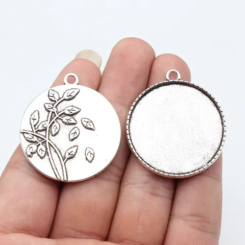 Vintage Zinklegierung Rund Anhänger Bodenplatte Für DIY Schmuckherstellung Blattrelief Muster Antik Finish Bastel Charms Zubehör