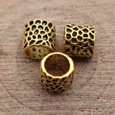 Vintage Zinc Alloy Hollow Mesh Dreadlock Beads Retro Network Tube Spacing Beads For DIY Jewelry Making Hair Braiding Accessories