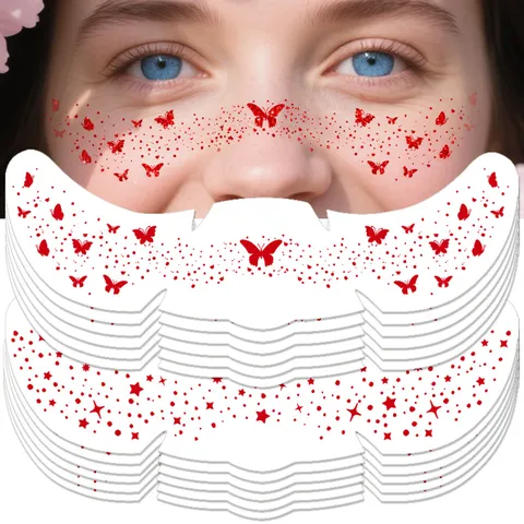 Pegatinas de Tatuaje Facial de Transferencia de Agua Estampado en Caliente Mariposa Estrella Temporal Impermeable Maquillaje Fiesta Arte Corporal