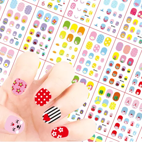 Pegatinas de Uñas de Dibujos Animados para Niños Fruta Fresa Unicornio Calcomanías Coloridas Autoadhesivas para Niñas Decoración de Uñas