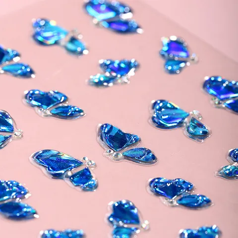 Pegatinas para Uñas de Gel Suave Grabadas en 5D Mariposa Floral Gotas de Agua Pegatinas de Manucura DIY Accesorios Impermeables para Uñas