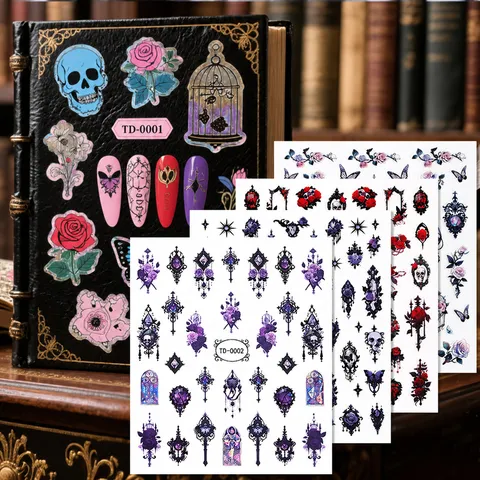 Pegatinas Decorativas Estéticas de Estilo Oscuro Gótico Láser 5D Estéreo Relieve DIY Diario Scrapbook Pegatinas de Uñas