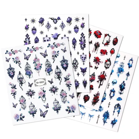 Pegatinas Decorativas Estéticas de Estilo Oscuro Gótico Láser 5D Estéreo Relieve DIY Diario Scrapbook Pegatinas de Uñas