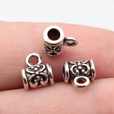 Conector de Fianza Grabado Plata Antigua Aleación de Zinc Vintage Percha Floral Accesorios Joyería para DIY Collar Pulsera