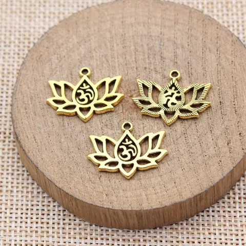Vintage Legierung Lotus Yoga OM Anhänger Antik Gold Silber DIY Schmuckherstellung Zubehör Basteln Für Halsketten Armbänder