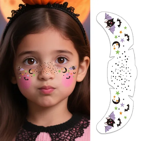Pegatinas de Tatuaje Temporal Impermeables para la Cara Pecas Calcomanías Para Halloween Navidad Fiesta Maquillaje Arte Facial