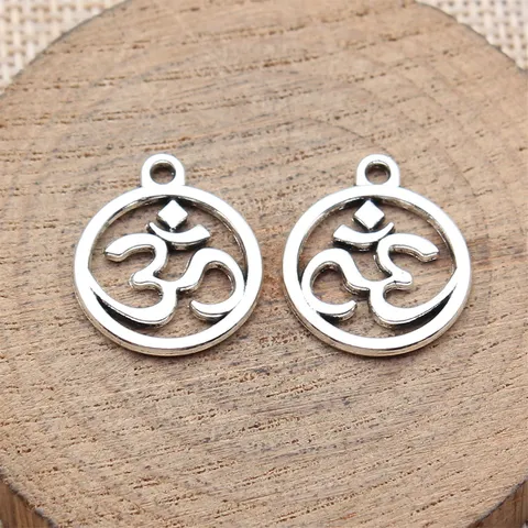 Retro Zinklegierung Om Symbol Anhänger Für DIY Schmuckherstellung Durchbrochen Galvanisiert Antik Silber-Bronze Anhänger